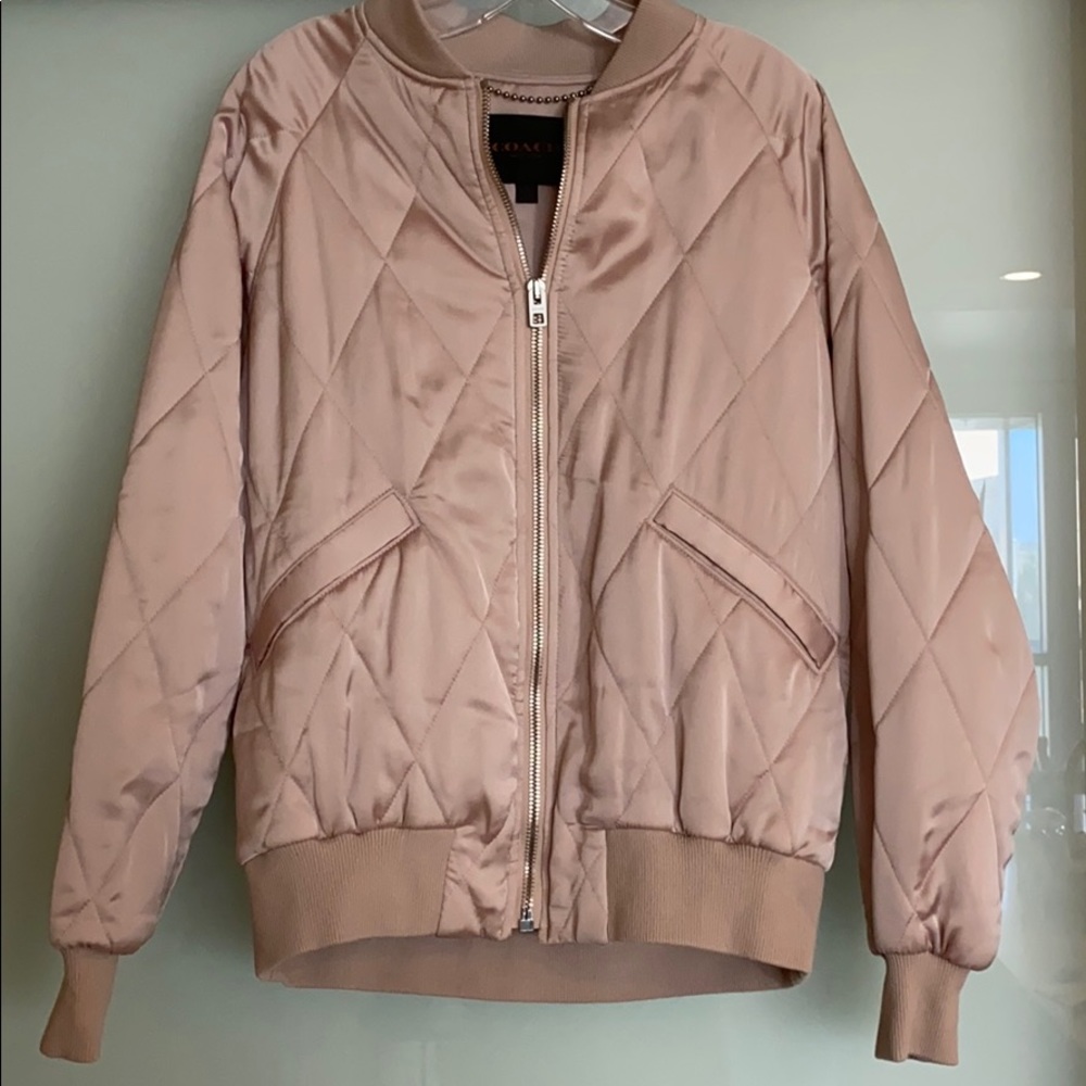 Coach Silky Pink Quilted Bomber jacket
